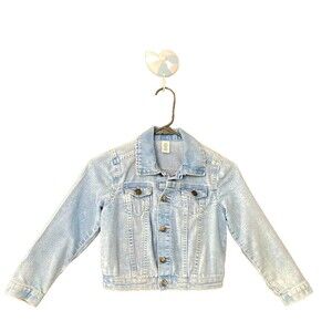 Benetton Vintage Denim Jacket Girls Youth Size 6/7 Long Sleeve